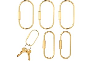 FDKJEJC 5-Pack Brass Key Ring - Gold Key Ring Screw Lock Keychain for Labubu Gold Carabiner Carabiner Keychain Clip for Keys Purse Bag Charms for Handbags