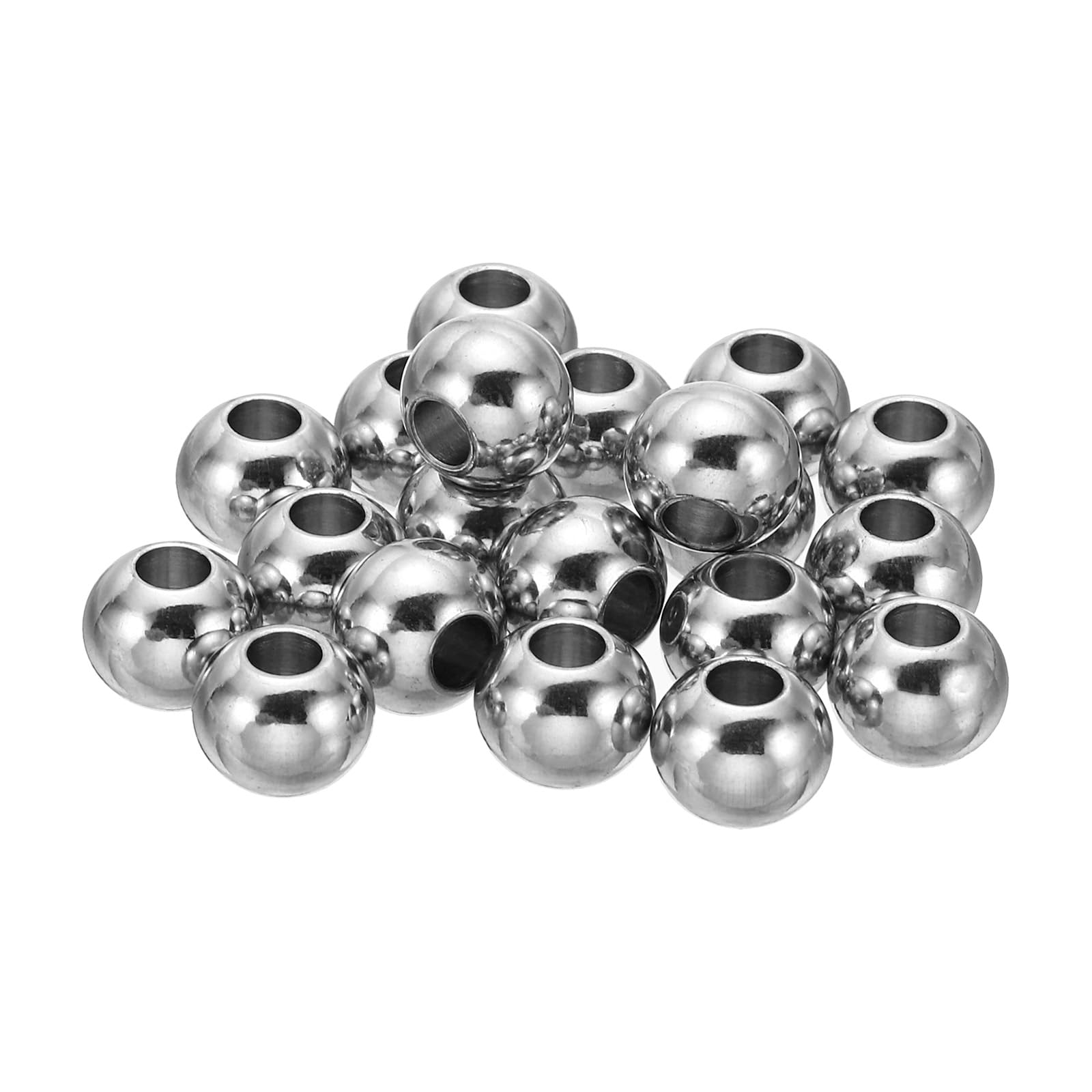 PATIKIL Smooth Round Spacer Beads, 30 Pcs 10mm OD 4mm ID 304 Stainless Steel Loose Balls Spacers Metallic Seamless Ball Beads for DIY Bracelet Necklace Earring Jewelry Making, Silver — image 1