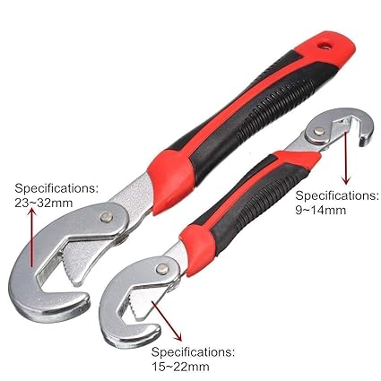 Trady 2Pcs (Black and Red) Multi-Function Universal Quick Auto Adjustable Snap N Grip (9Mm to 32 Mm Works) Multi Purpose Wrench Combo Offer, Spwanner, nut, Bolts, Portable high- quality Hand Tools Wrench