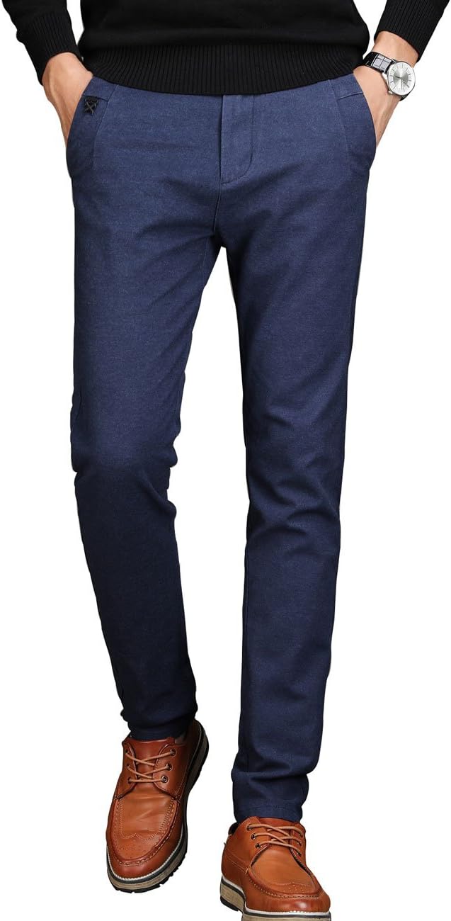 Men's Tapered Slim Fit Wrinkle-Free Casual Stretch Dress Pants,Classic Fit Flat Front Trousers