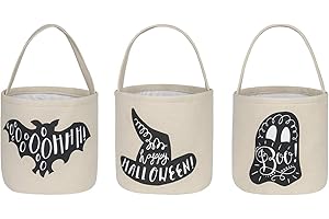 LXITOL 3 Pcs Halloween Trick or Treat Bucket - Candy Basket Tote Bag for Kids（Magic Hat, Ghost, Bat）