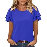 CRAZY GRID Women's Shirts Summer Casual Crewneck Short Sleeve Blouses Cute Floral Print Tunic Tops