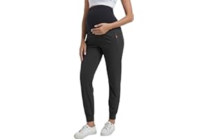 CEITAJUI Women's Maternity Joggers Casual Scrub Pants Quick-Dry Pregnancy Sweatpants with Zipper Pockets