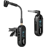 TONALUXE Wireless Saxophone Microphone System, UHF Rechargeable Instrument Cordless Mic for Sax and Trumpet, 164 ft Transmission, 20 Channels, Long Battery Life, Compatible with 6.35mm &amp; 3.5mm Inputs