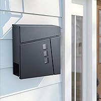 BONADE Brievenbus antraciet met krantenvak A4 inwerpformaat, roestvrij stalen muurbrievenbus met steekvenster, gelakte…
