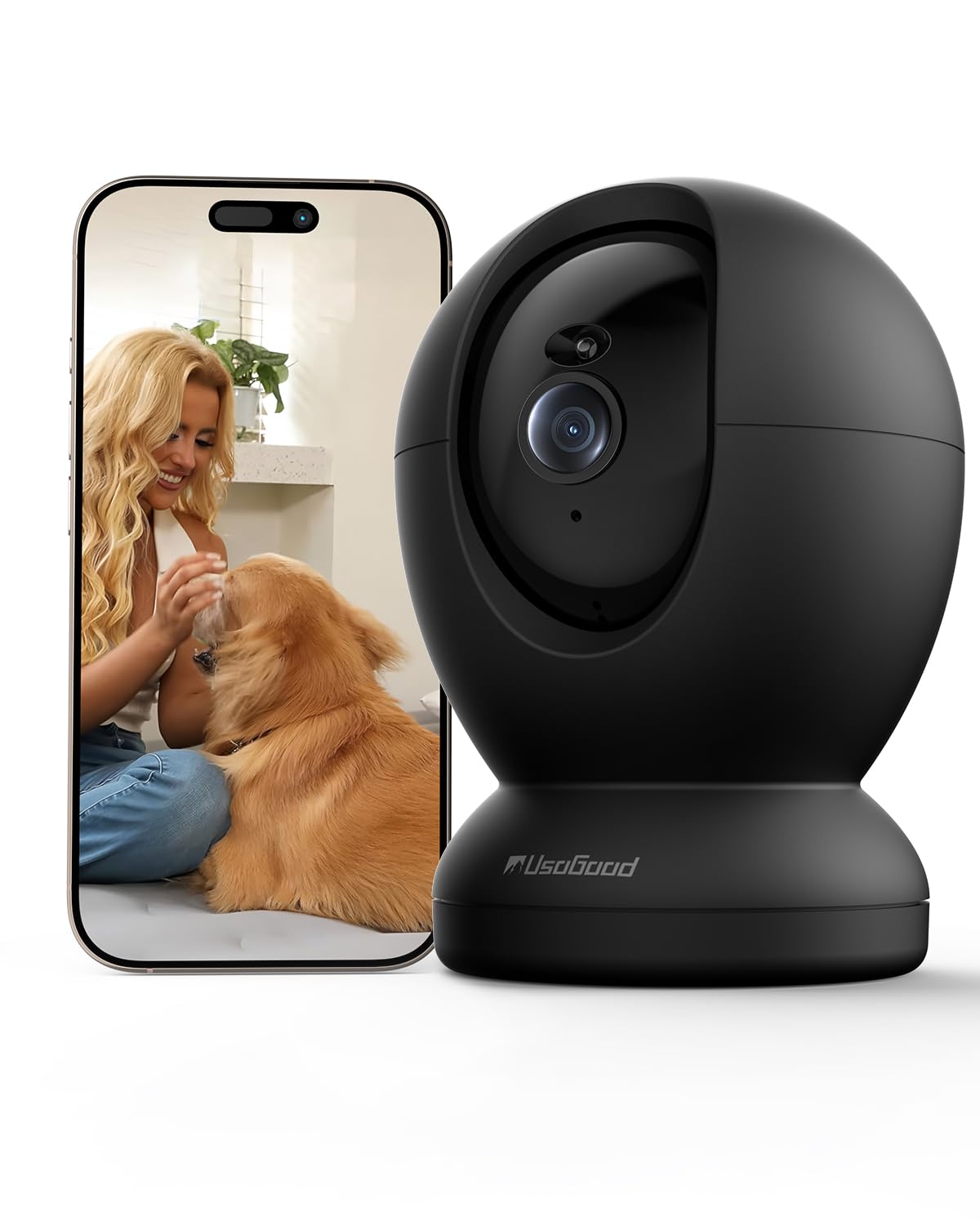 Photo 1 of usogood 4MP Pet Camera with Phone App, 2.4G & 5G WiFi Indoor Security Camera for Home Security, 360° AI Motion Detection and Tracking, 2-Way Talk, Night Vision, Detection Alarm