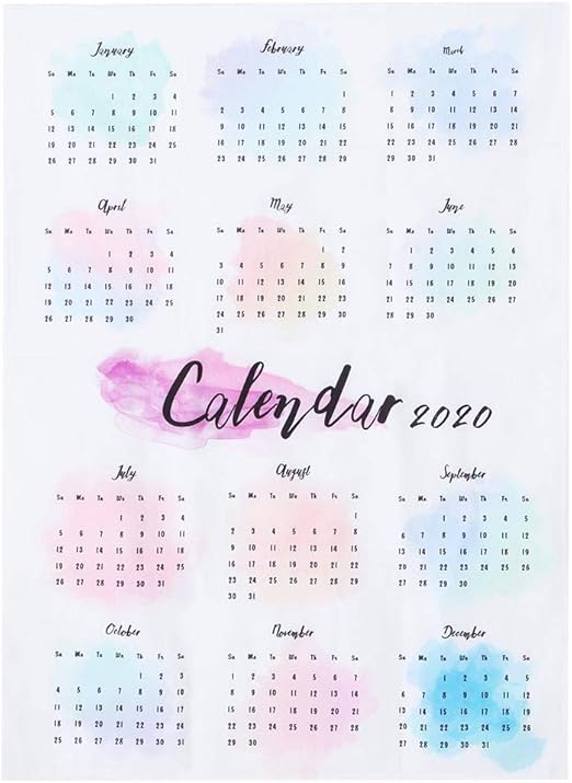 Calendario 2020 Colorido Flannelette Calendario De Pared