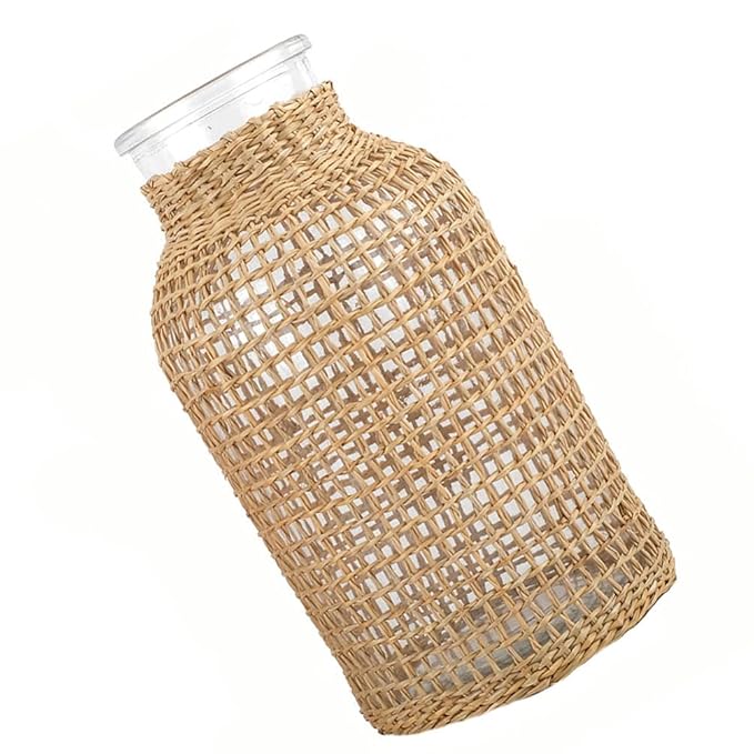 Buy VOSAREA Rattan Flower Vase Glass Flower Vase with Rattan Cover