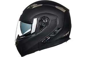 ILM Bluetooth Integrated Modular Flip up Full Face Motorcycle Helmet Sun Shield Mp3 Intercom Model 953PRO (XL, Matte Black)
