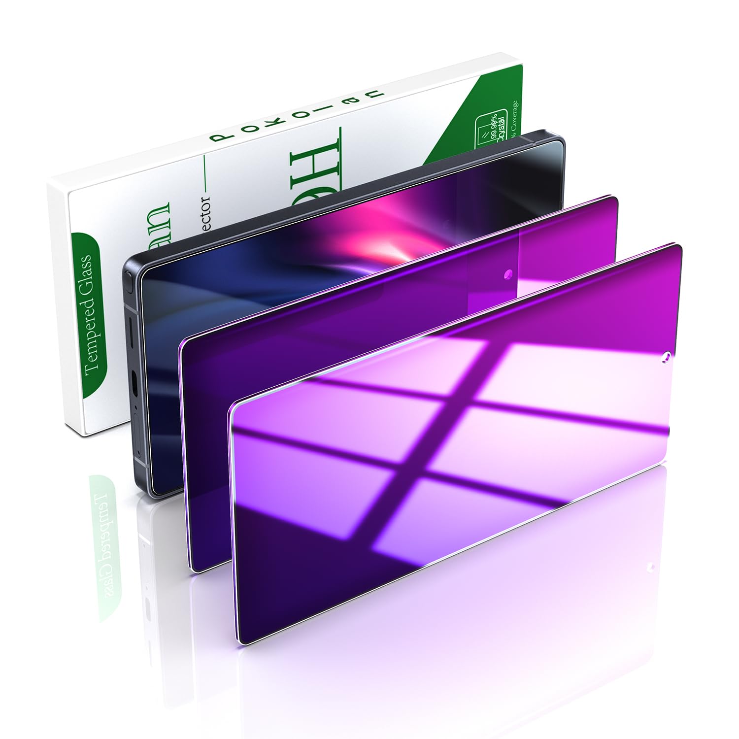 Pokolan [2 Pack Purple Privacy Screen Protector for Samsung Galaxy S25 Ultra, Purple Anti-Spy, Anti-Blue Light Tempered Glass, Easy Installation, Gradient Colorful, Case Friendly