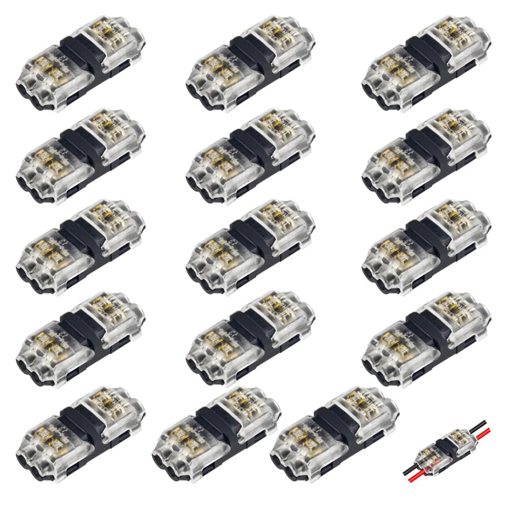 WMYCONGCONG 15 PCS 2 Pin 2 Way Low Voltage Wire Connector Universal Compact Wire I Type Connectors No Wire-Stripping Required (I Type 2 Way)