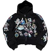 Grunge Vintage Clothes Y2k Zip Up Hoodie Streetwear Men Women Graphic Oversized Rapper Hooded Sweatshirts
