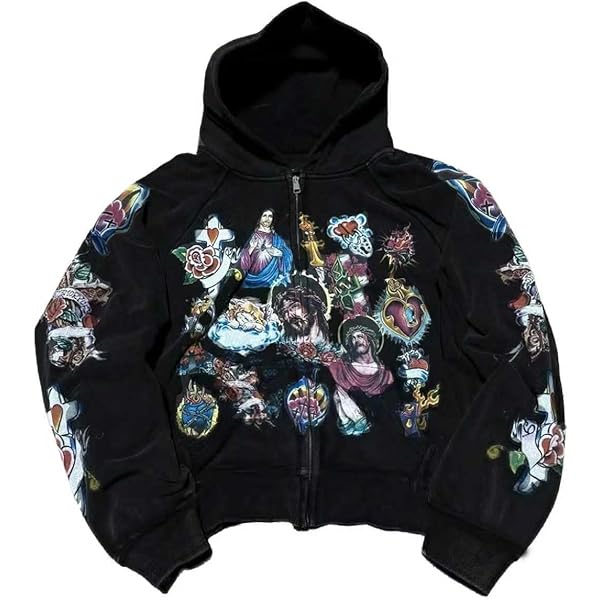 Amazon.com: MANGMAO Y2k Zip up Hoodie Streetwear Graphic