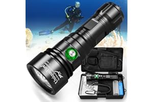 UniqueFire D03 Scuba Dive Light Rechargeable IPX8 Waterproof, 1500 Lumens Super Bright Underwater Diving Flashlight 4 Modes Night Dive Torch 100 Meters Submersible Light
