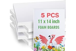 5 Pack Foam Board White Poster Board, IKAYAS Double-Sided White Foam Core Board, Foam Boards for Crafts, Paintings Prints, Art, Display, Presentation and School Projects 1/5" 5MM Thick (11x14inch)
