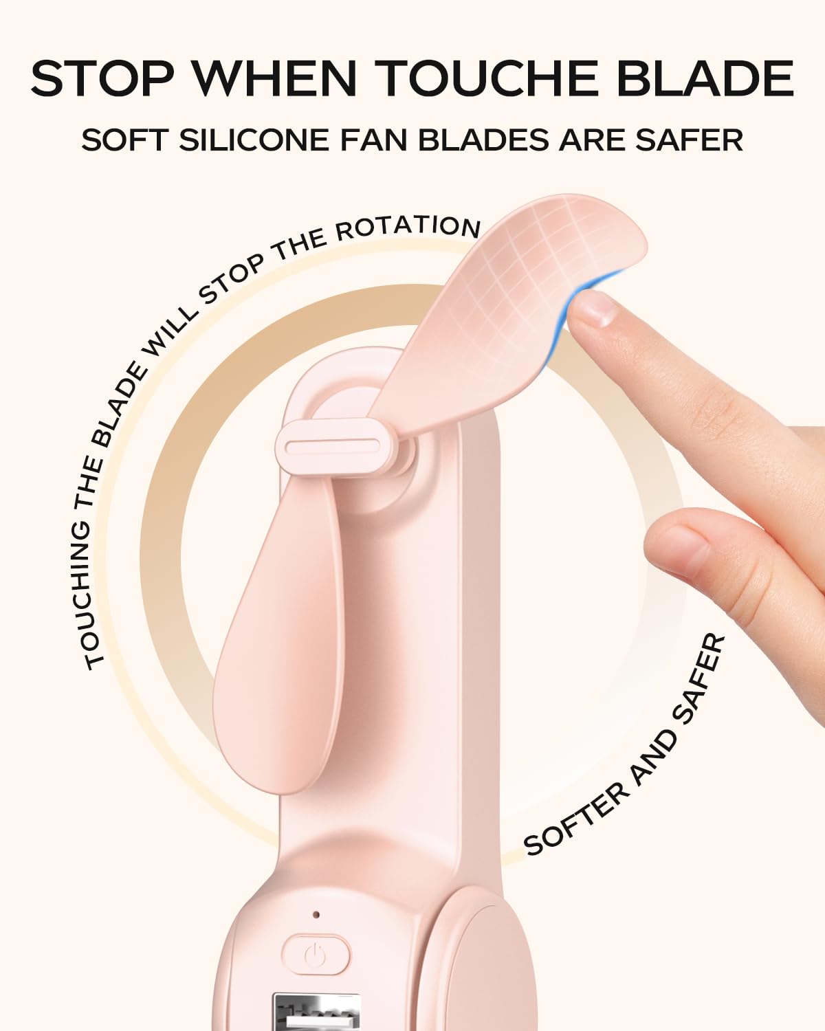 FrSara Portable Handheld Fan Rechargeable, USB Rechargeable Small Pocket Fan, 2000mAh Battery With Power Bank, Upgraded Long Battery Life, Three-Speed, Suitable for Women Outdoors and Travel