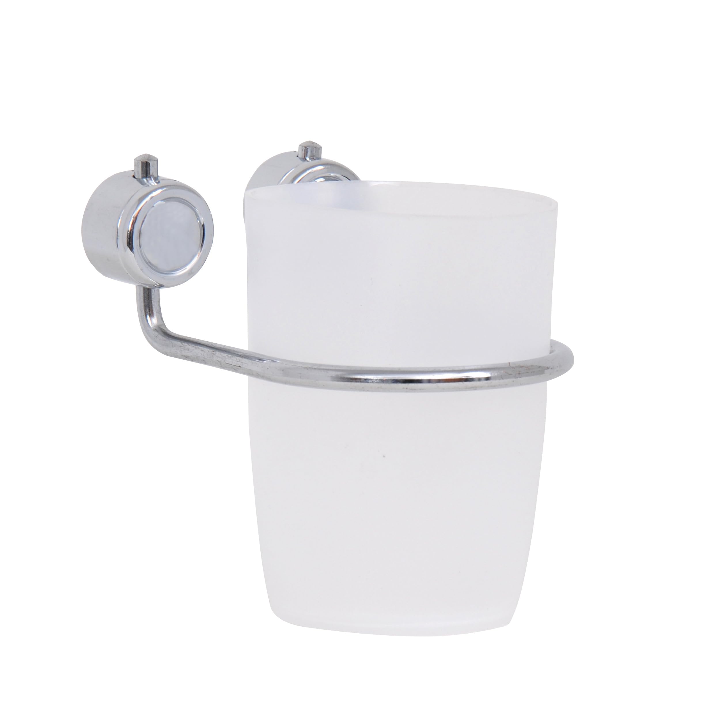 MSV holder with cup in transparent/silver, Fabric, 10 x 7 x 7 cm