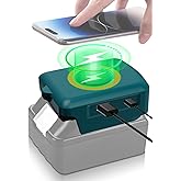 Wireless Charger for Makita 18V Battery,15W Max Wireless Charging Adapter,with USB-A&USB-C 2.1A Fast Charge Ports,Cell Phone Chargers Using Tool Battery