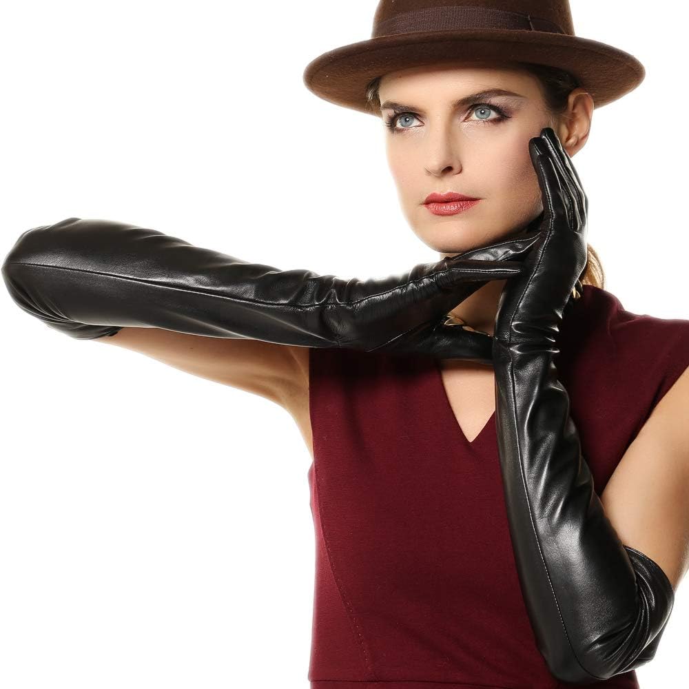 Sale !!! Super Long 22" Women's Supple Nappa Leather Touchscreen Texting Opera Dressing Gloves