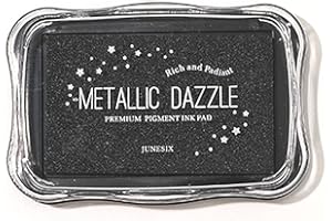 INCAUCA Metallic Ink Pads for Rubber Stamps, Washable Stamp Ink Pad, Ink Pads for Stamping, Embossing Craft Ink Pad Stamps Partner DIY Color for Wedding Card Making Scrapbook Wood Paper, Black