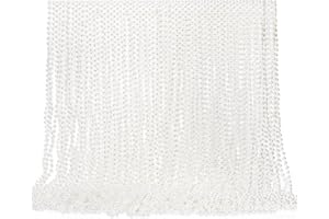 Okllen 60 Pack Long Pearl Necklace for Women, Fake Pearl Necklace Bulk, 1920s White Faux Pearl Beaded Strand Necklace for Cos