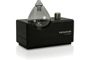 Black Obsidian Waterless Essential Oil Diffuser with Real Wood Base for Aromatherapy, Modern Smoky Glass Oil Diffuser, Cordle