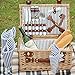 SatisInside Upgrade Insulated Luxury 28Pcs Kit Wicker Picnic Basket Set for 4 People - Reinforced Handle - Stripes