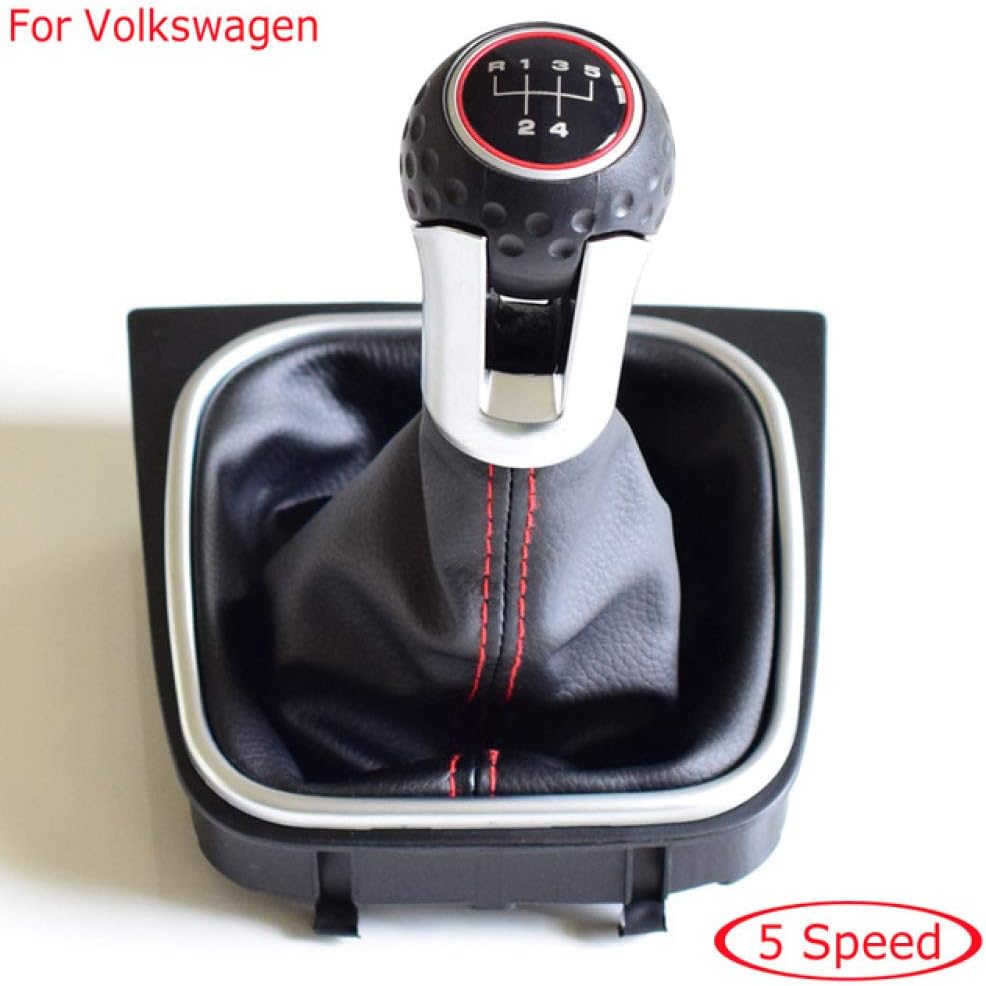 LILIGUAN Car 5/6 Speed Manual Gear Shifter Stick Lever Knob Leather Gaiter Boot Car Styling, Fit For VW Golf 6 MK6 GTI GTD R20 2009-2013