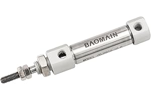 Baomain Pneumatic Air Cylinder CDJ2B10-10-B Bore 0.39 inch(10 mm),Stroke 0.39 inch(10mm),Single Rod Double Acting Stainless Steel Mini Pneumaticm,Industrial Air Cylinder for Automation