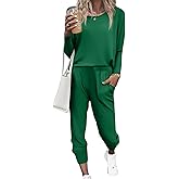 Ekouaer Women's Pajama Sets Casual 2Pcs Sleepwear Long Sleeve Pullover Tops Long Joggers Pants with Pockets