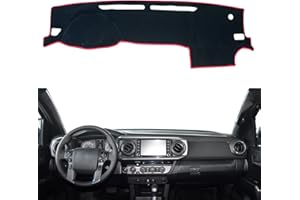 MOCHENT for Toyota Tacoma Accessories 2016 2017 2018 2019 2020 2021 2022 2023, Dash Cover Dashboard Cover Mat Custom Fit Center Console Cover Sunshield Protector Mat Pad (Red Trim)