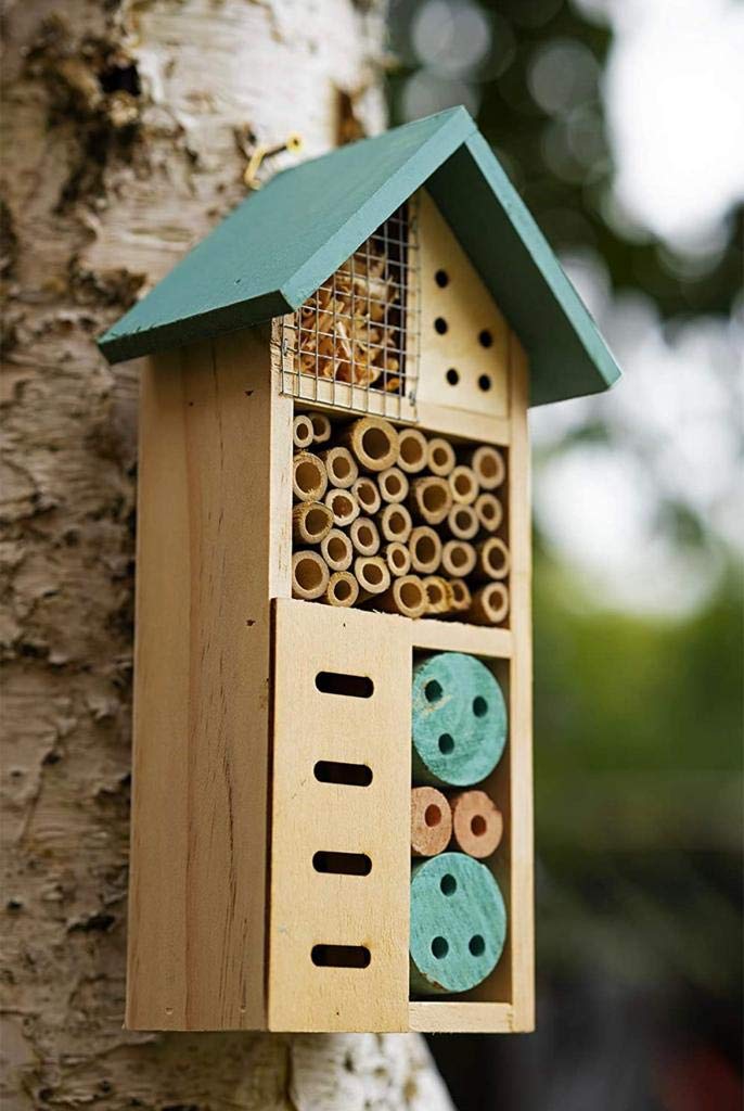ALAYSTAR Premium Wooden Garden Insect Hotel Nest Shelter for Bees, Ants, Lady Beetles and More