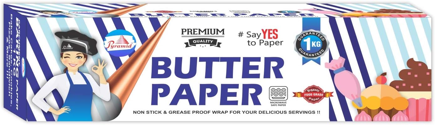 Pyramid Butter Paper Roll 1 kg + 10% Extra, White, Grease Proof, Healthy, Pack Butter, Cheese, Bakery Items, Cookies, Eco Friendly