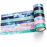 YUBBAEX Galaxy Washi Tape Set Starry Printed Decorative Tapes for Arts, DIY Crafts, Bullet Journals, Planners, Scrapbook, Wra