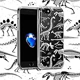 iPhone 7 Case, iPhone 7 Clear Cases, GMYLE Hybrid [Anti Shock] Clear Soft TPU Bumper + Bones Pattern Hard Back Cover Designer Protective Case for Apple iPhone 7 - Dinosaur