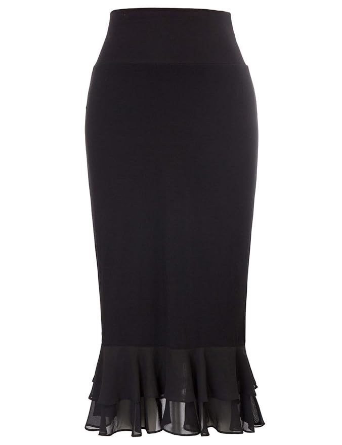 GRACE KARIN Women's Knee Length Underskirt Ruffled Chiffon Dress Skirt Half Slip Extender S-XXL