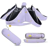 Winkabiu Compact Travel Umbrella - Mini Manual Umbrella for Purse, Windproof & UPF 50+ Sun & Rain Protection, Lightweight Portable Folding with Case for Women, Men，Kids
