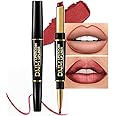 evpct 1Pcs Mauve Red Metallic Lip Liner and Lipstick Set Kit for Women Lips Kit with Lip Liner Lip Stains Long Lasting Waterproof 24 Hour Lipstick and Lip Liners Combo Lipliners Pencil Set 08#