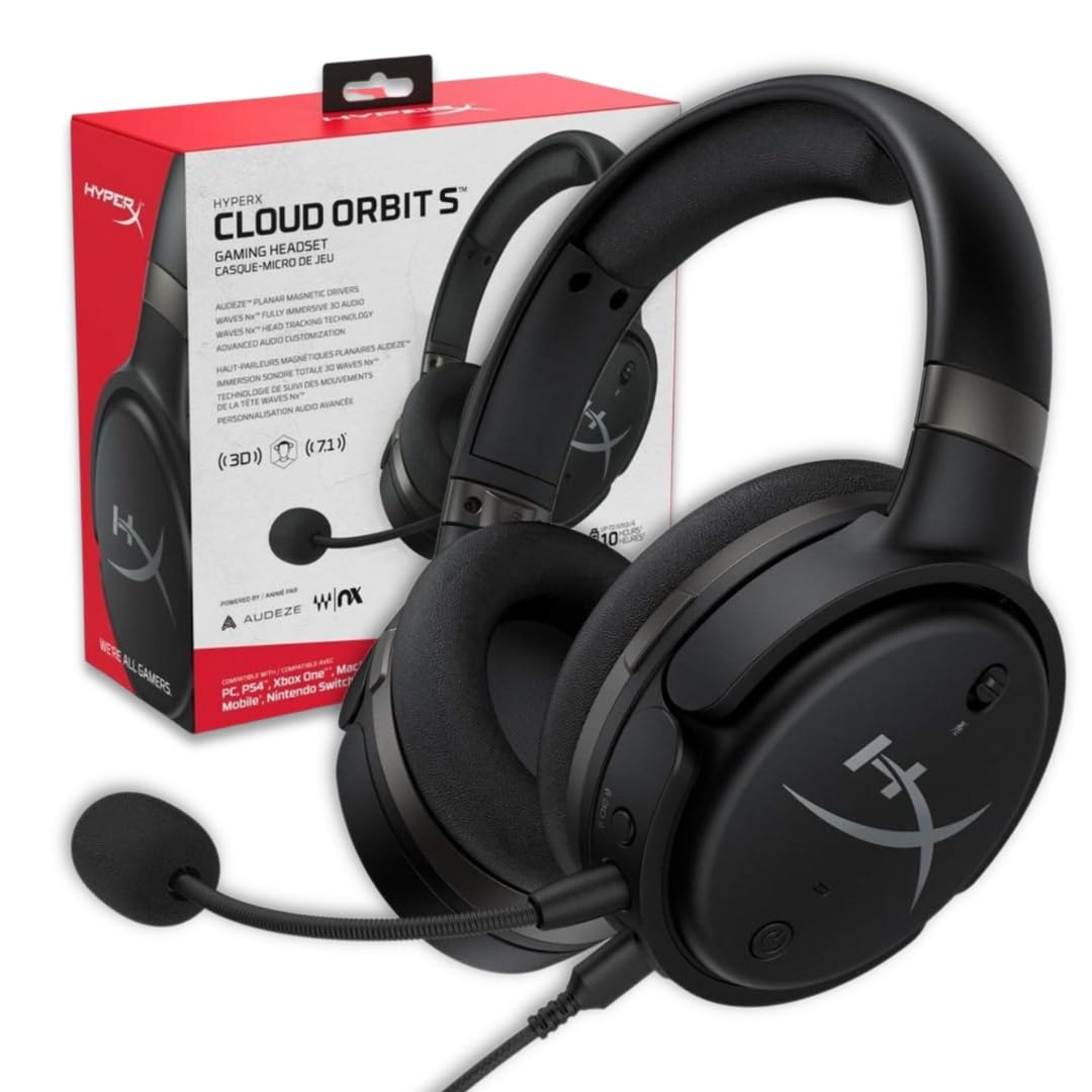 HyperX Cloud Orbit S-Gaming Auriculares, Seguimiento de cabeza, Compatible con PC, Xbox One, PS4, Mac, Móvil, Nintendo Switch, Auriculares magnéticos planos (HX-HSCOS-GM/WW) (Renovado)