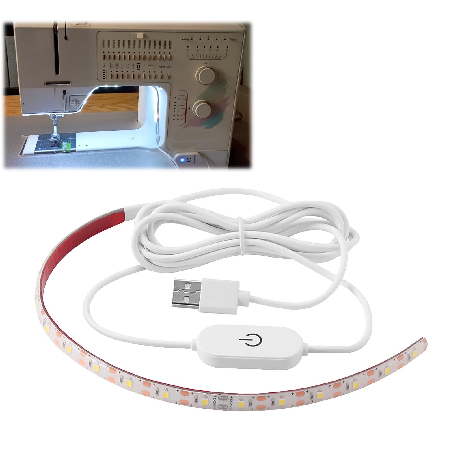Miawtro Sewing Machine Light Strip,30cm-4000K USB LED Light Strip, Adjustable brightness,Clean White Lights with Touch Dimmer and Clips for Sewing Machines