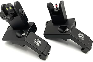 DD DAGGER DEFENSE Dagger Defense Veteran Owned Company-Fiber Optic BUIS, Back up canted Iron Sights, Spring Loaded Deployment