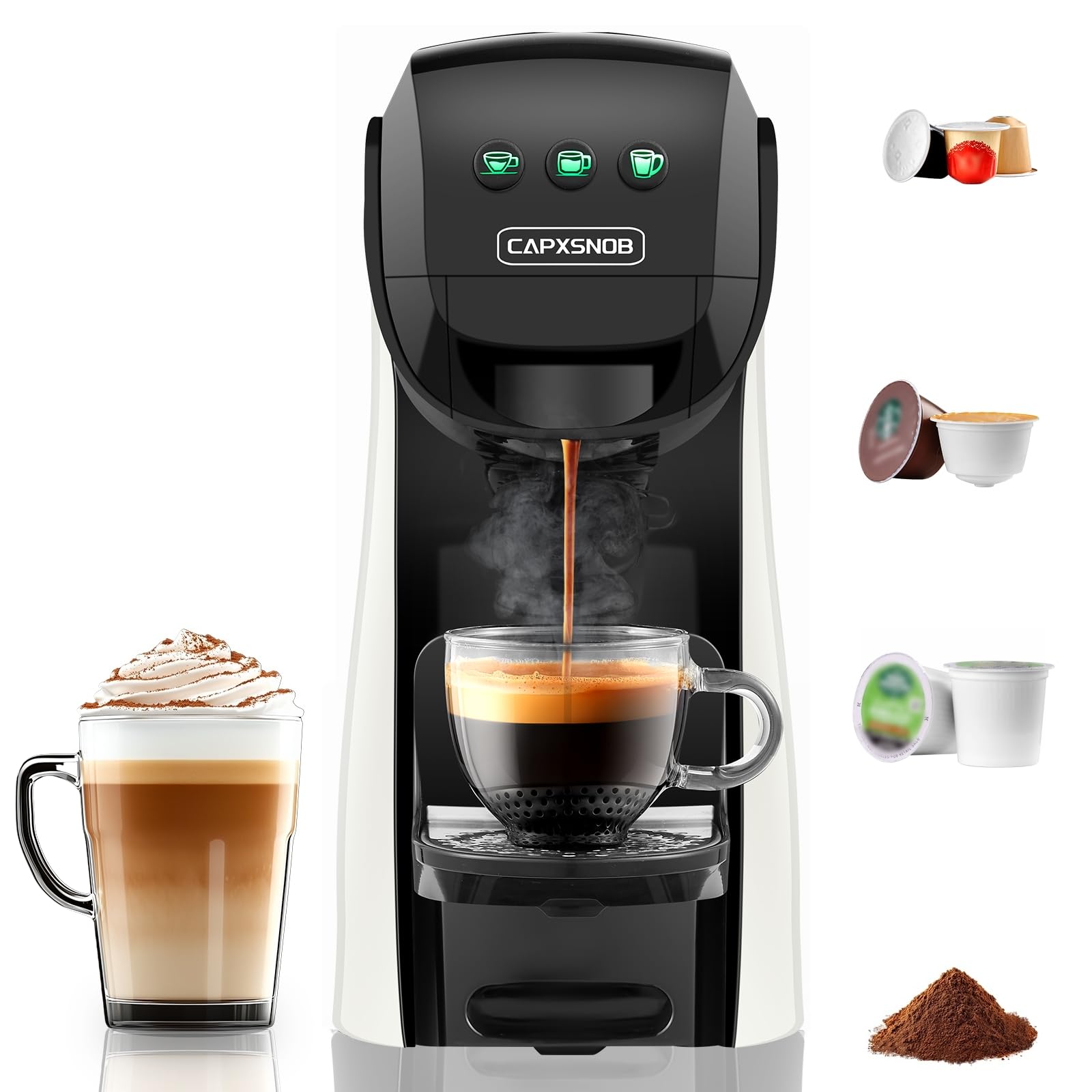 Photo 1 of Warriors1 Coffee Maker for Keurig K Cup pod, Espresso Machine for Nespresso Original, Dolce Gusto Pods, Ground Coffee, Coffee Machine for kitchens, apartments, dorms, RVs & camping, 28 oz Reservoir