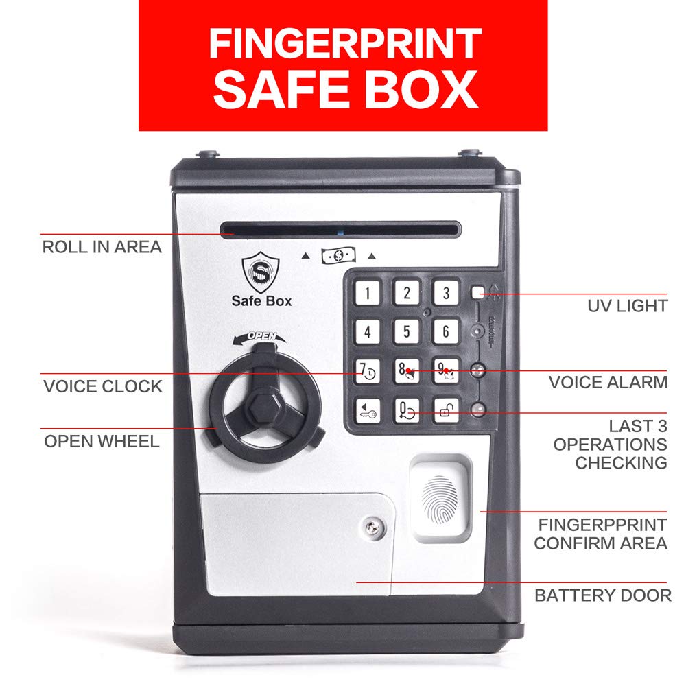 Toy Piggy Bank Safe Box Fingerprint ATM Bank ATM Machine Money Coin Savings Bank for Kids