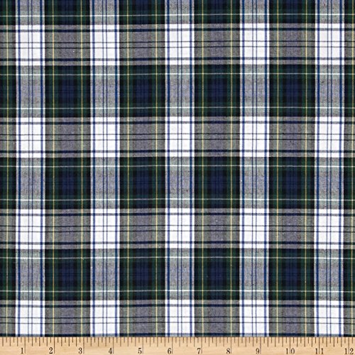 Carr Textile Poly/Cotton Uniform Plaid Blue/Green/White/Yellow Poplin Fabric by The Yard,