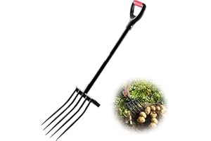 VEVOR Garden Fork, 5-Tine Gardening Pitchfork with Metal Handle, 41 in Heavy Duty Digging Fork with Y Grip, Forged Steel Spading Fork for Hay Potato Composting Transplanting Aeration