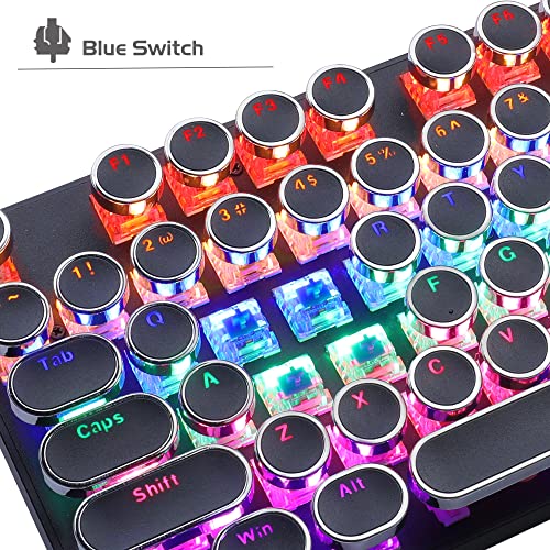 MageGee Typewriter Mechanical Gaming Keyboard, Retro Punk Round Keycaps
