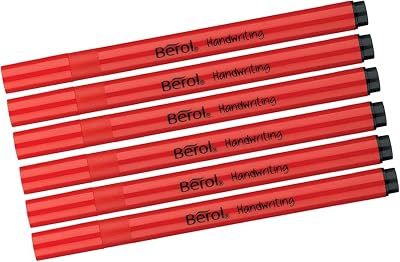 Berol Handwriting Pen Stick 6 Black Plastic Nibbed Ink Pens