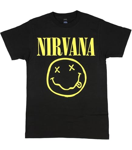 Amazon.com: Nirvana Smile Face Logo T-Shirt - Black (XX-Large