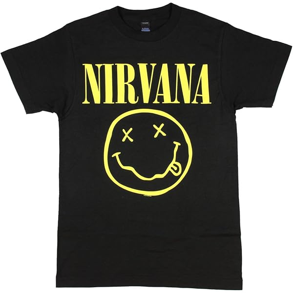 Amazon.com: Nirvana Smile Face Logo T-Shirt - Black (XX-Large
