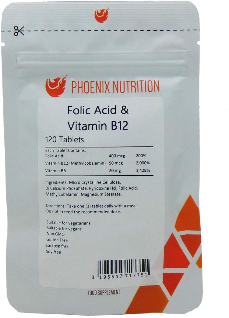 Folic Acid & Vitamin B12 400mcg & 50mcg x 120 Tablets - Neurovits Neuro Vitamins